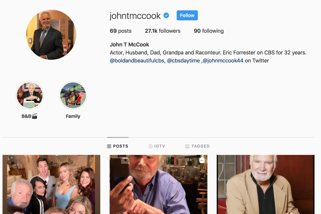 John McCook on Istagram
